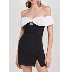 self-portrait Crepe Bow Mini Dress Black